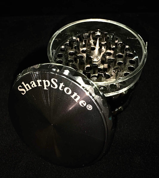 Sharp Stone Gray Chrome XL Herb Grinder (Diamond Grip, Long Teeth)
