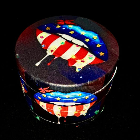 Dripping Lips American Flag Herb Grinder – Patriotic Art Design