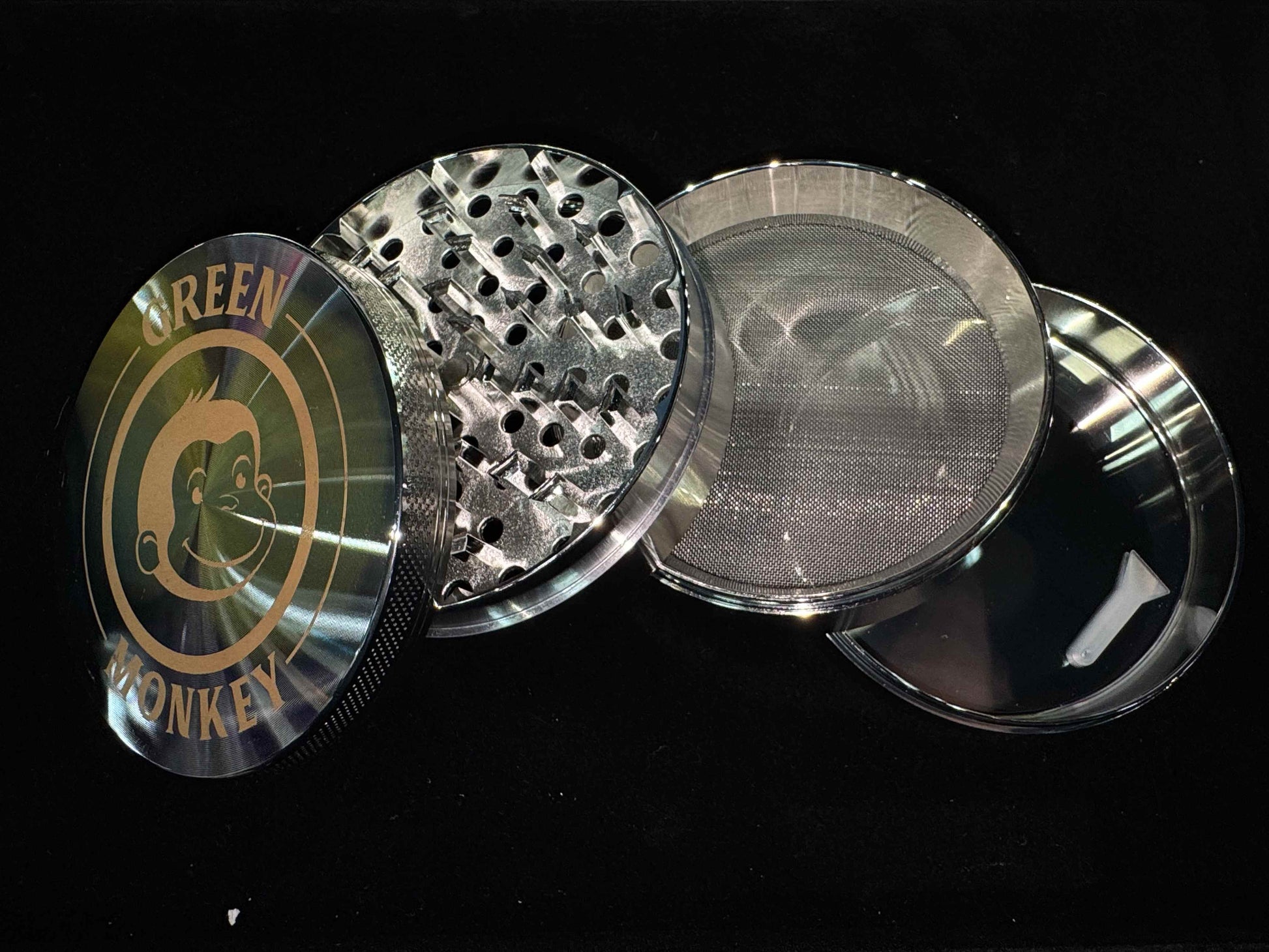 Green monkey XL 4-Piece Herb Grinder – Chrome