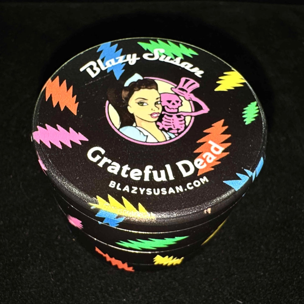 Grateful Dead Blazy Susan Herb Grinder – Black with Multicolored Lightning Bolts